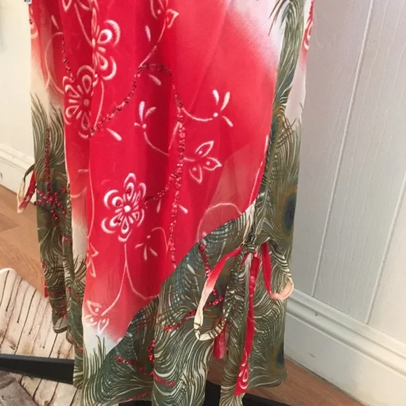 Red print/ sequences maxi dress 2X - Picture 8 of 8